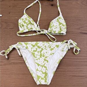 Vitamin A Lime Green and White Floral Bikini